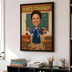 Personalized Funny Comic Book Style Teacher Photo Canvas Prints with Text Home Wall Decor Ship from USA Back to School Gift for Teacher Educator