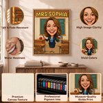 Personalized Funny Comic Book Style Teacher Photo Canvas Prints with Text Home Wall Decor Ship from USA Back to School Gift for Teacher Educator