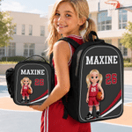 Personalized Cartoon Basketball Player Backpack Lunch Bag Pencil Case with Name and Number Back to School Gift for Kids Basketball Players Lovers