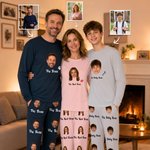 Personalised Pet Face Photo Fun Pattern Soft Long-Sleeve Lounge Pyjama Set with Name Home Wear Birthday Gift for Pet Lovers Owners