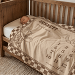 Personalised Western Cowboy Boots and Hat Plaid Month Soft Throw Baby Blanket with Name and Tassels Nursery Decor Birthday Gift for Baby Newborn