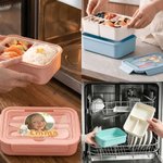 Fiambrera personalizada apta para microondas con cubiertos con foto animal y nombre regalo de vuelta al cole para hijos niños estudiantes