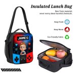 Personalised Cartoon Kid Character Bold Neon Gamepad Backpack Lunch Bag Pencil Case Set with Name Back to School Birthday Gift for Student