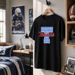 Personalized Multicolor Checkered Letter 100% Cotton Unisex T‑shirt with Name Daily Wear Birthday Game Day Gift for Students Friends Family