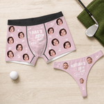 Personalised Funny Golf Theme Face Photo Design Breathable Thong Brief Boxer Underwear Set Anniversary Birthday Gift for Him Her