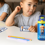 Personalised Cute Cartoon Boy Girl Water Proof Multicolour Border Stickers Labels with Name Set of 20 Back to School Birthday Gift for Kids