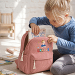 Personalised Colourful Cartoon Character Lightweight Corduroy Backpack with Name Back to School Birthday Gift for Kid