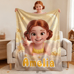 Personalized Starry Sky 3D-Style Design Photo Soft Throw Blanket with Name Home Decor Birthday Gift for Kids Students