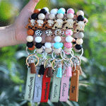 Personalized Retro Style Cartoon Highland Cow Silicone Bead Keychain with Name Wristlet Accessory Birthday Gift for Western Cowgirl