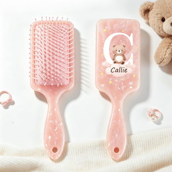Personalised Cartoon Animal Hair Comb with Name Initial and Ribbon Bathroom Accessory Daily Use Birthday Gift for Girls Daughters