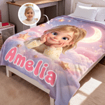 Personalized Starry Sky 3D-Style Design Photo Soft Throw Blanket with Name Home Decor Birthday Gift for Kids Students