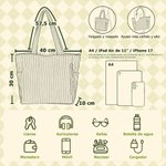 Bolso tote de pana personalizado con flor de nacimiento y nombre gran capacidad regalo de cumpleaños y uso diario para mujeres
