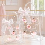 Personalised Ballerina Girl Bow Reusable Transparent Gift Bag with Name and Ribbon Daily Use Birthday Gift for Girl Ballet Lover