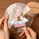 Personalised Cute Cartoon Photo Acrylic LED Night Light with Name and Wooden Base Bedroom Bedside Decor Birthday Gift for Kids New Parents
