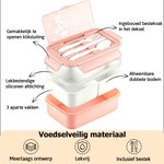 Gepersonaliseerde magnetronbestendige lunchbox met cartoondierenafbeelding naam en bestek - voor school of picknick cadeau voor scholieren