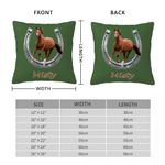 Personalized Horse Portrait Photo Horseshoe Flower Throw Pillow Cover with Name Home Decor Birthday Gift for Women Friends Horse Owners