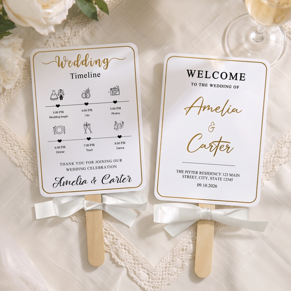 Personalised Romantic Wedding Timeline Hand Fan with Name and Bow Wedding Party Favors for Bridesmaid Bride