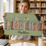 Personalized Colorful Floral Books Non-Slip Mouse Pad Desk Mat with Name Daily Use Birthday Housewarming Gift for Book Lover Bookworm