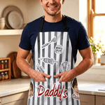 Gepersonaliseerd barbecue-thema: verstelbaar schort met 1-8 gezichtsfoto’s, geruite strepen en namen – barbecuefeest- en verjaardagscadeau voor de hele familie en kookliefhebbers