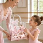 Personalised Ballerina Girl Bow Reusable Transparent Gift Bag with Name and Ribbon Daily Use Birthday Gift for Girl Ballet Lover