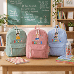 Personalised Colourful Cartoon Character Lightweight Corduroy Backpack with Name Back to School Birthday Gift for Kid