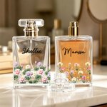 Personalized Watercolor Birth Flower Refillable Perfume Bottle with Name Travel Atomizer Bridal Party Keepsake Birthday Gift for Woman Bride Bestie