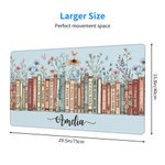 Personalized Colorful Floral Books Non-Slip Mouse Pad Desk Mat with Name Daily Use Birthday Housewarming Gift for Book Lover Bookworm