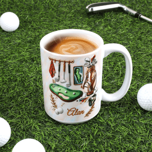 Personalized Golf Ceramic Mug with Name Birthday Gift for Golf Lovers