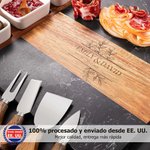 Set de tabla y posavasos de acacia personalizado con mármol 11 piezas con cuencos grabado nombre y fecha regalo de Navidad para familia