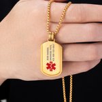 Gepersonaliseerde medische ID-ketting met medisch symbool en persoonlijke gravure voor noodgevallen verjaardagscadeau voor vrienden en familie