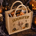 Personalized Halloween Cartoon Character Design Large Capacity Jute Bag with Name Halloween Gift for Friends