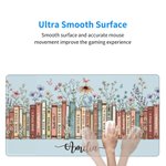 Personalized Colorful Floral Books Non-Slip Mouse Pad Desk Mat with Name Daily Use Birthday Housewarming Gift for Book Lover Bookworm