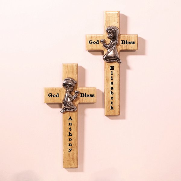 Cruz de madera de bendición Primera Comunión Bautizo para niños