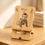 Personalized Sketch Style Photo Phone Holder with Name and Date Desk Decor Birthday Anniversary Wedding Gift for Family Friends Newlyweds