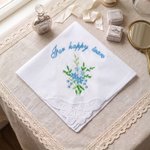Personalised Embroidered Flower 100% Cotton Wedding Butterfly Handkerchief with Text Bridal Shower Wedding Gift for Bride