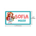 Personalised Cute Cartoon Boy Girl Water Proof Multicolour Border Stickers Labels with Name Set of 20 Back to School Birthday Gift for Kids
