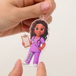 Personalizzato Cartoon infermiere personaggio acrilico portachiavi con nome uso quotidiano infermiere Settimana Apprezzamento regalo per il personale medico