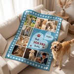 Personlig teppe med 8 bilder av kjæledyr, poteavtrykk, mykt og varmt, med navn og tekst – soveromsdekorasjon og bursdagsgave til kjæledyrelskere og eiere