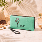 Personalised Multicolour Birth Flower Bouquet PU Leather Wallet with Name Daily Use Anniversary Birthday Gift for Woman