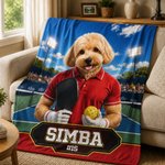 Personalised Ball Sports Pet Photo Soft Throw Blanket with Name and Number Home Decor Pet Party Birthday Gift for Pet Owners Pet Lovers