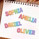 Personalized Colorful Checkered Polka Dots Oil Painting Style Name Sticker Daily Use Back to School Birthday Gift for Kid Student