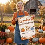 Personalised Cute Pumpkin Patch Fall Garden Flag with 1-10 Names and Nickname Yard Decor Birthday Gift for Gardeners Mums Grandparents