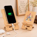 Personalized Floral Praying Hands Rectangle Wavy Bamboo Phone Holder with Bible Quote and Name Desk Decor Birthday Gift for Women Christians