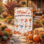 Personalised Cute Pumpkin Patch Fall Garden Flag with 1-10 Names and Nickname Yard Decor Birthday Gift for Gardeners Mums Grandparents