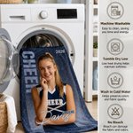 Personalized Cheer Glitter Star Photo Fleece Throw Blanket with Name & Year, Birthday & Anniversary Gift for Cheerleader Friend