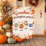 Personalised Cute Pumpkin Patch Fall Garden Flag with 1-10 Names and Nickname Yard Decor Birthday Gift for Gardeners Mums Grandparents