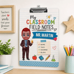 Personalized Cartoon Teacher Character Acrylic Clipboard with Text and Low Profile Clip Teacher's Day Appreciation Back to School Gift for Teachers