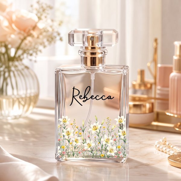 Personalized Watercolor Birth Flower Refillable Perfume Bottle with Name Travel Atomizer Bridal Party Keepsake Birthday Gift for Woman Bride