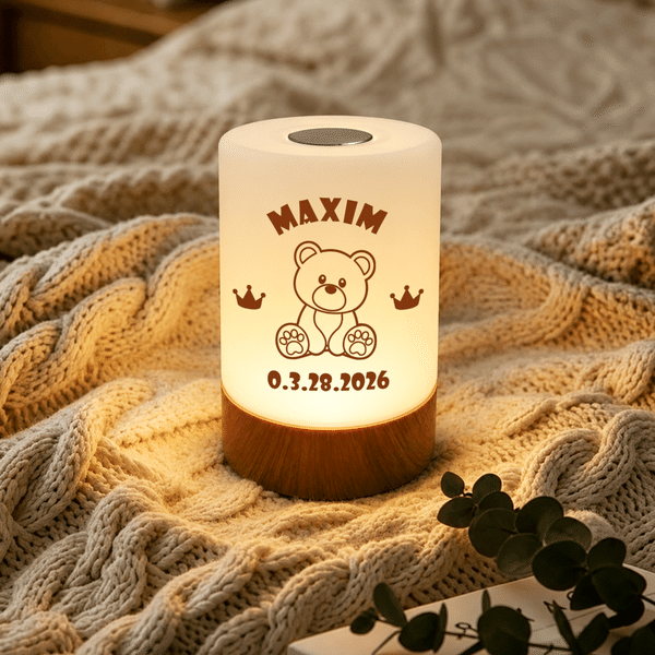 Personalised Animal Dimmable Touch Control USB Rechargeable Night Light with Name and Date Bedroom Decor Daily Use Birthday Anniversary Gift for Kids