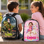 Personalized Unicorn Dinosaur Cartoon Character Backpack Lunch Bag Pencil Case Set with Name Back to School Birthday Gift for Boys Girls